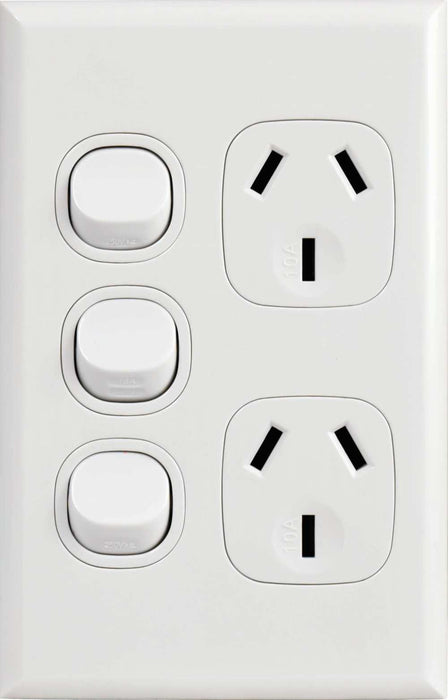 Home Logix Switch Socket Double Vertical Extra Switch White