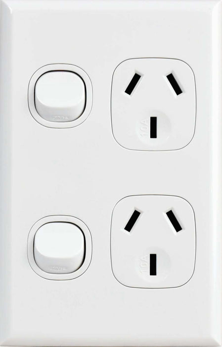 Home Logix Switched Socket Double Vertical White