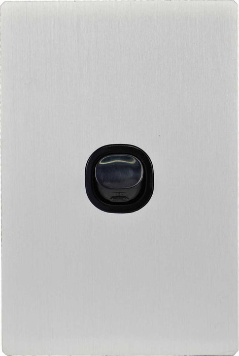 Fusion Switch Single 16A Black Silver Metal