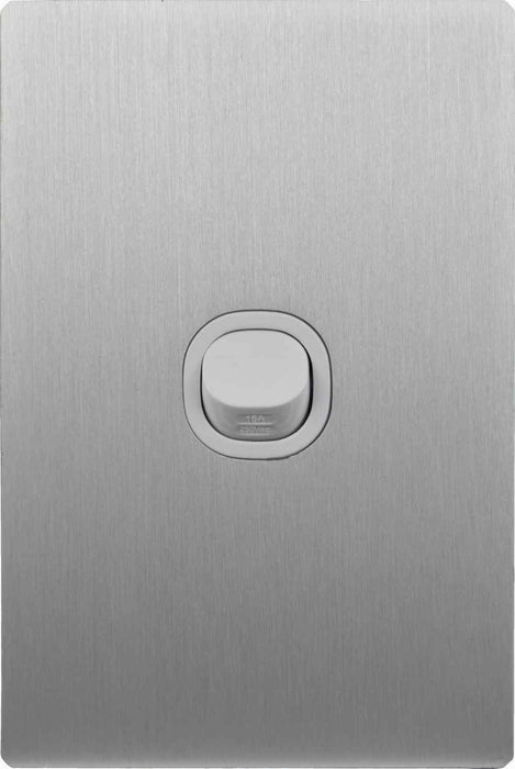 Fusion Switch Single 16A White Silver Metal