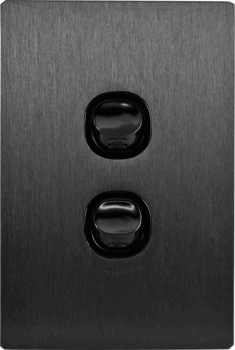 Fusion Switch Double 16A Black Metal