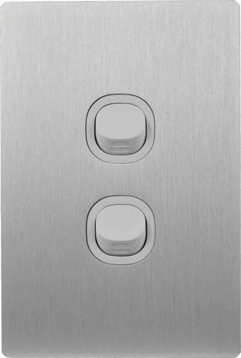 Fusion Switch Double 16A White Silver Metal