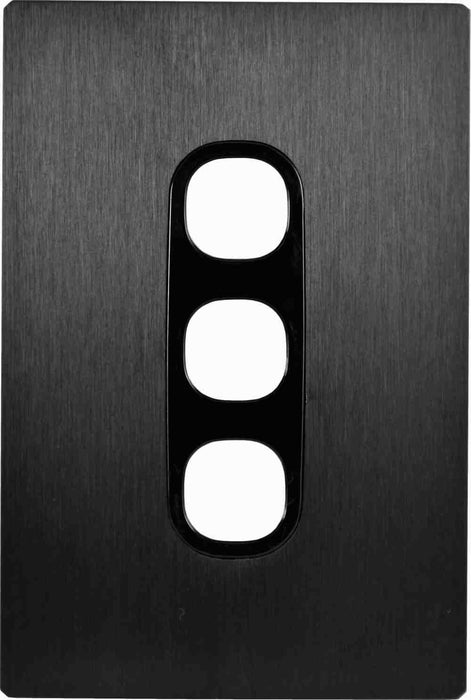 Fusion Plate Only 3Gang Black Metal