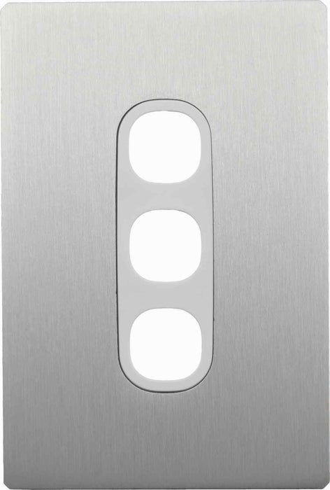 Fusion Plate Only 3Gang White Silver Metal