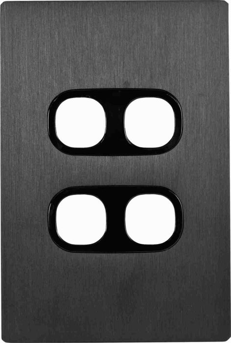 Fusion Plate Only 4Gang Black Metal