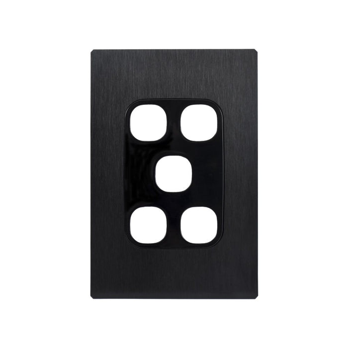 Fusion Plate Only 5Gang Black Metal