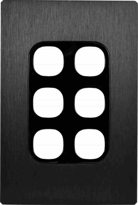 Fusion Plate Only 6Gang Black Metal