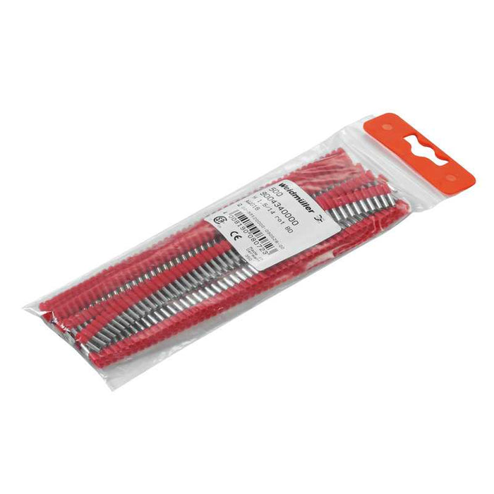 H1.5/14 Bootlace Ferrule 1.5mm Red (PKT500)