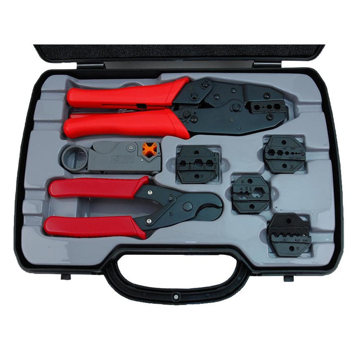 Coaxial Cable Crimp 7-in-1 Tool Kit with 5 Die Sets
