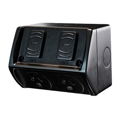 Switch Socket 15A Double Weatherproof Black IP53