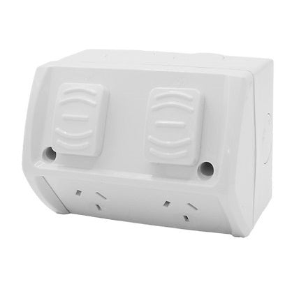 Switch Socket 15A Double Weatherproof Grey IP53