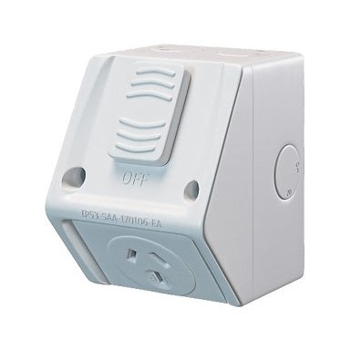 Switch Socket 15A Single Weatherproof Grey IP53