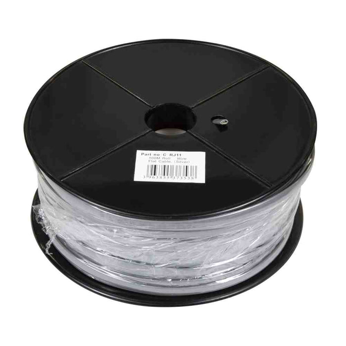 Cable Flat Telephone 6 Wire Silver 100m Roll