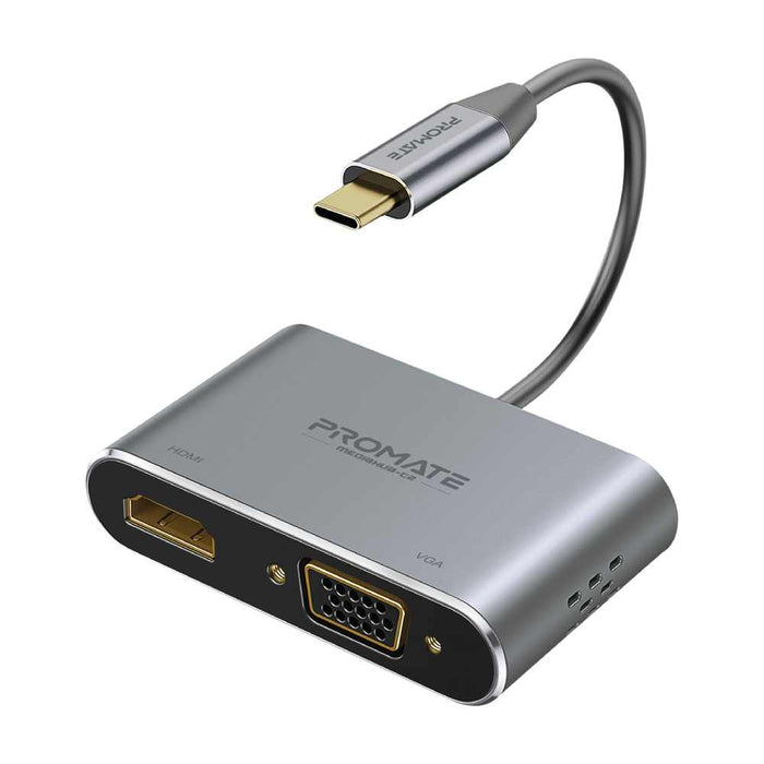 Promate  Display Adaptor USB-C with 4K UHD HDMI & 1080p VGA