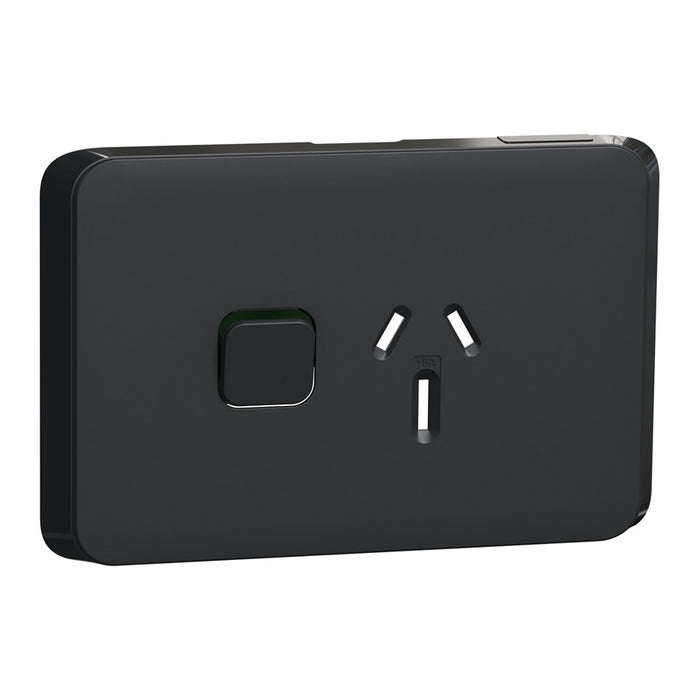 Iconic Skin Sw Socket 15A Sgl Horiz Black