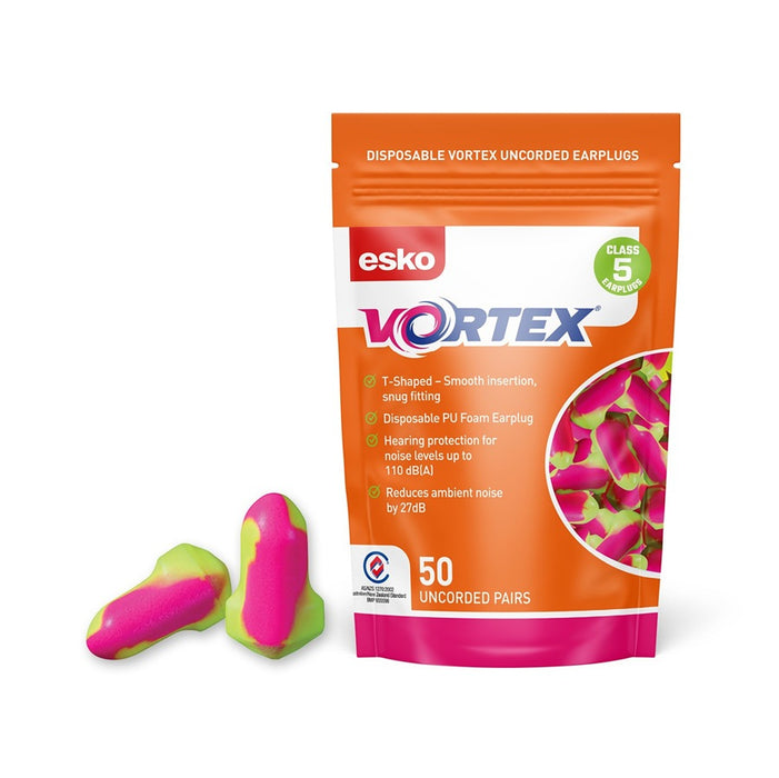 Vortex Earplugs Hi-Vis Pink/Yellow Uncorded Pack50