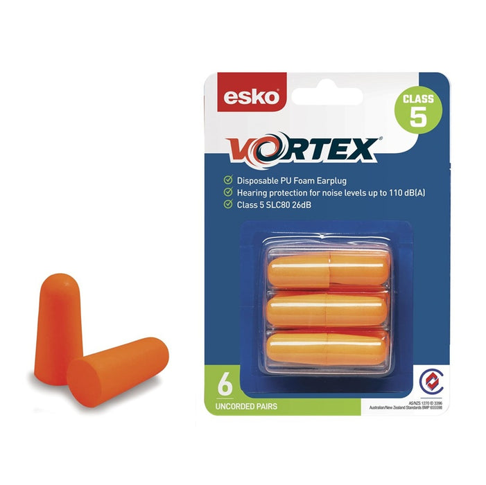 Vortex Earplugs Orange Uncorded Pack6