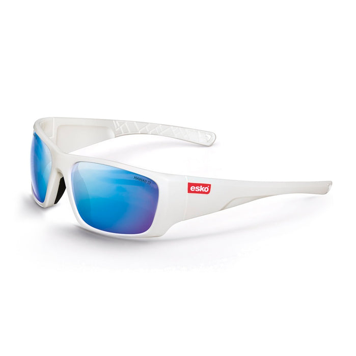 Hawaii Destination Safety Glasses White/ Blue Mirror Lens