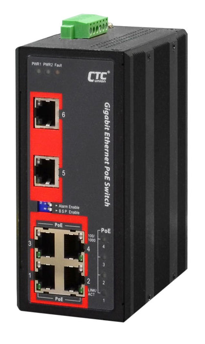 Union Ethernet Sw PoE 10P Gb 6x UTP 4x PoE -40-75Deg