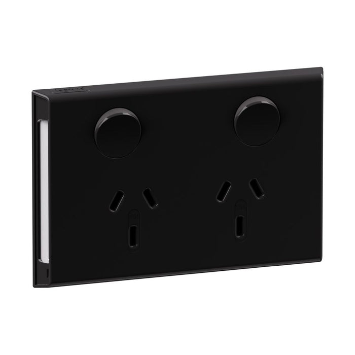 Inspyra Sw Socket Dbl 10A Hor w/ID Label Gloss Black