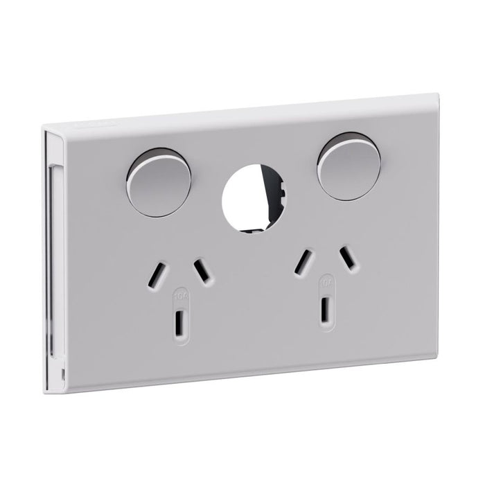 Inspyra Sw Socket Dbl 10A Hor Xtra Hole ID Label Gloss White