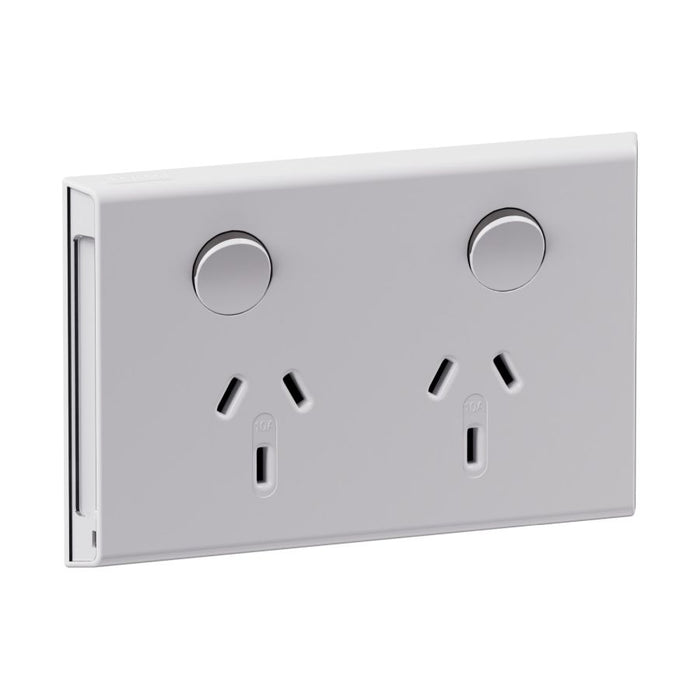 Inspyra Sw Socket Dbl 2P Hor w/ID Label Holder Gloss White