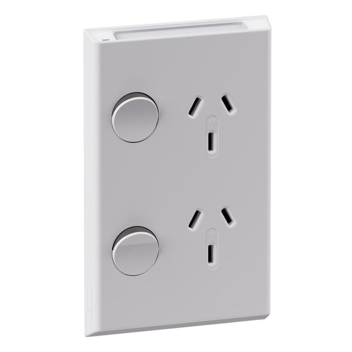 Inspyra Sw Socket Dbl Vert 10A Label Holder Gloss White