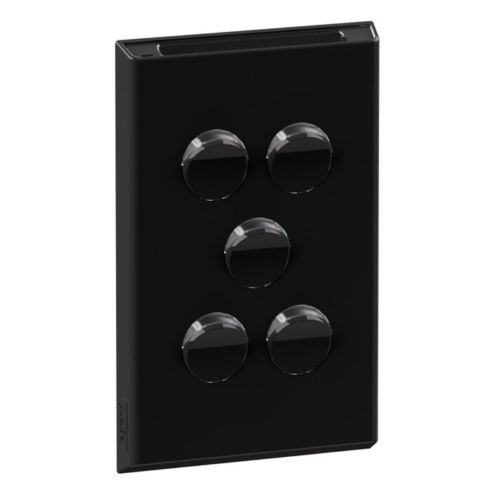 Inspyra Coverplate for 5Gang Sw w/Label Holder Gloss Black