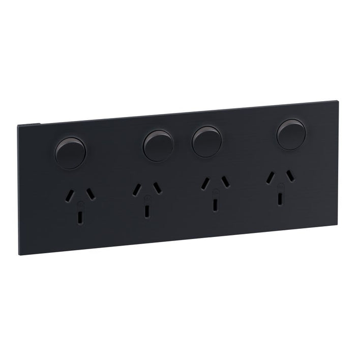 Inspyra Sw Socket Quad 10A Horizontal Matte Grey