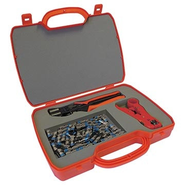 Commercial MATV Install Kit with Crimp tool and Connectors
