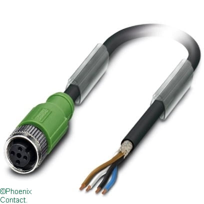 SAC-4P-5.0-PUR/M128FS SHM12 Lead 4Pin Straight Screened 10m