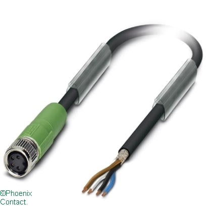 SAC-4P-10.0-PUR/M 8FS SHM8 Lead 4Pin Straight Screened 10m