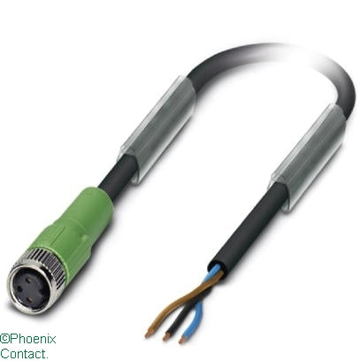 SAC-3P-10.0-PUR/M 8FS Lead 3Pin Female Plug M8 10m