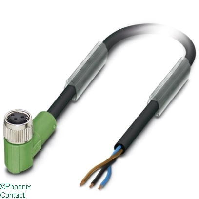 SAC-3P-5.0-PUR/M 8FR Lead 3Pin Female Plug M8 Angle 5m