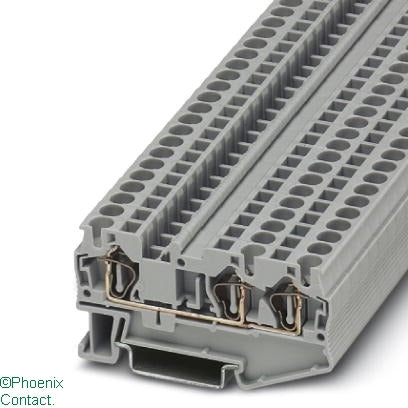 ST 4-Twin Terminal 4mm 3Wire Spring Cage Grey