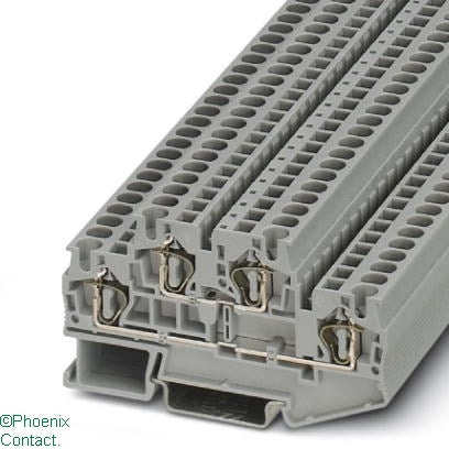 STTB 4 Terminal 4mm 2Level Spring Cage Grey