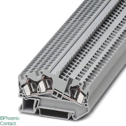STS 4-Twin Terminal 4mm 3Wire Spring Cage Grey