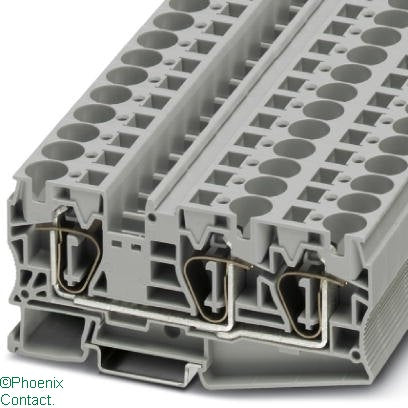 ST 16-Twin Terminal 25mm 3Wire Spring Cage Grey
