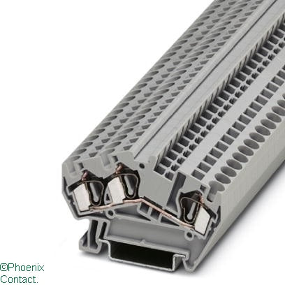 STS 4-Twin/L Terminal 4mm 3Wire Spring Cage Grey